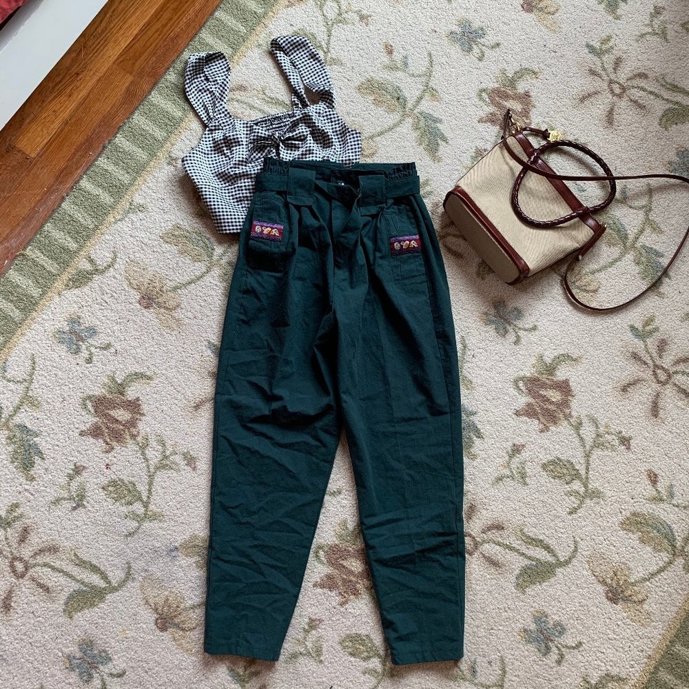 High Waisted Linen Vintage Mushroom Pants